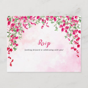 Roze Bougainvillea Tropisch Bos Bruiloft Shower Briefkaart