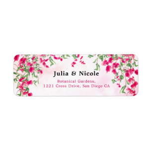 Roze Bougainvillea Tropisch Bos Bruiloft Shower Etiket