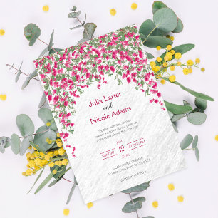 Roze Bougainvillea Tropisch Bos Bruiloft Shower Kaart