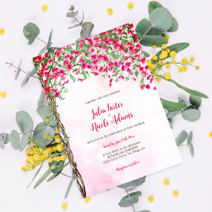 Roze Bougainvillea Tropisch Bos Bruiloft Shower Kaart