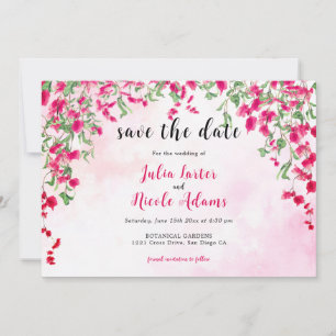 Roze Bougainvillea Tropisch Bos Bruiloft Shower Save The Date