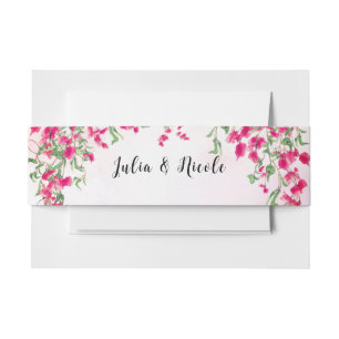 Roze Bougainvillea Tropisch Bos Bruiloft Shower Uitnodigingen Wikkel