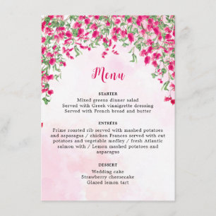 Roze Bougainvillea Tropisch Bos Huwelijks Bruiloft Menu