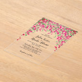 Roze Bougainvillea Tropisch Bos Trouwdouche Acryl Uitnodigingen (Laagn)