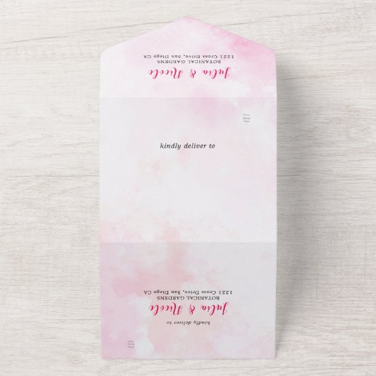 Roze Bougainvillea Tropisch Bos Trouwdouche All In One Uitnodiging (Buitenkant)