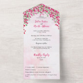 Roze Bougainvillea Tropisch Bos Trouwdouche All In One Uitnodiging (Binnen)
