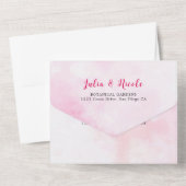 Roze Bougainvillea Tropisch Bos Trouwdouche All In One Uitnodiging (Achterkant)