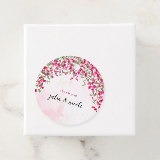 Roze Bougainvillea Tropisch Bos Trouwdouche Bedankjes Labels (In situ)