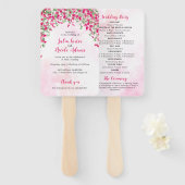 Roze Bougainvillea Tropisch Bos Trouwdouche Handwaaier (Voorkant en achterkant)