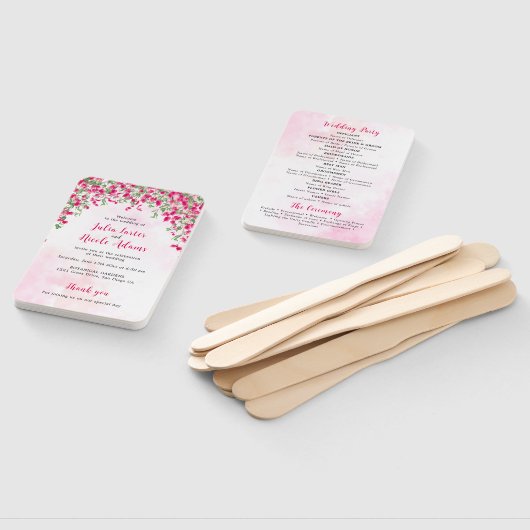 Roze Bougainvillea Tropisch Bos Trouwdouche Handwaaier (Niet-gemonteerd)