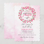 Roze Bougainvillea Tropisch Bos Trouwdouche Kaart (Voorkant / Achterkant)