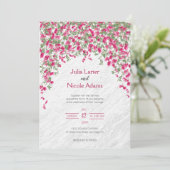 Roze Bougainvillea Tropisch Bos Trouwdouche Kaart (Staand voorkant)