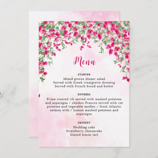 Roze Bougainvillea Tropisch Bos Trouwdouche Menu