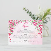 Roze Bougainvillea Tropisch Bos Trouwdouche Menu (Staand voorkant)