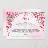 Roze Bougainvillea Tropisch Bos Trouwdouche Menu (Voorkant / Achterkant)