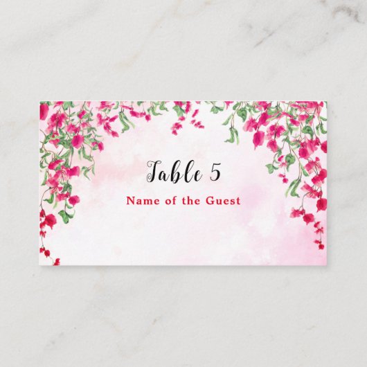 Roze Bougainvillea Tropisch Bos Trouwdouche Plaatskaartje (Achterkant)