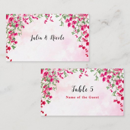 Roze Bougainvillea Tropisch Bos Trouwdouche Plaatskaartje (Voorkant / Achterkant)