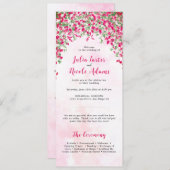 Roze Bougainvillea Tropisch Bos Trouwdouche Programmakaart (Voorkant / Achterkant)