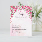 Roze Bougainvillea Tropisch Bos Trouwdouche RSVP Kaartje (Staand voorkant)