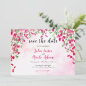 Roze Bougainvillea Tropisch Bos Trouwdouche Save The Date (Staand voorkant)