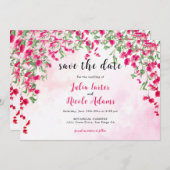 Roze Bougainvillea Tropisch Bos Trouwdouche Save The Date (Voorkant / Achterkant)