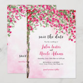 Roze Bougainvillea Tropisch Bos Trouwdouche Save The Date (Voorkant / Achterkant)