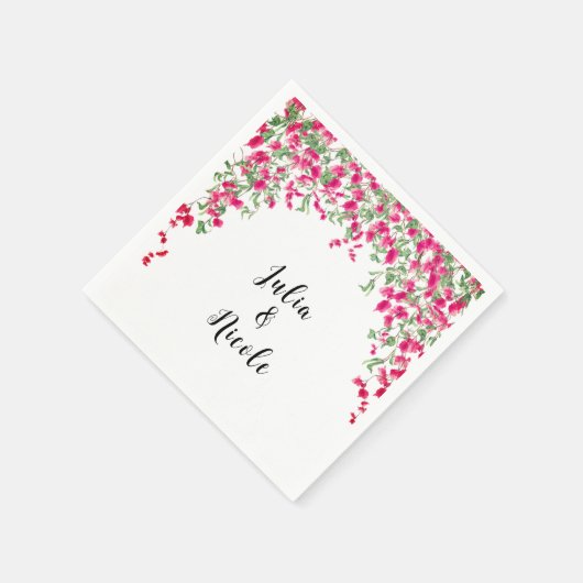 Roze Bougainvillea Tropisch Bos Trouwdouche Servet (Hoek)