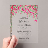 Roze Bougainvillea Tropisch Woud Huwelijk Acryl Uitnodigingen (Insitu (Draagbaar))