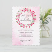 Roze Bougainvillea Tropisch Woud Krans Trouwen Kaart (Staand voorkant)