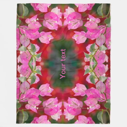 Roze Bougainvillebloem Fleece Deken (Voorkant)