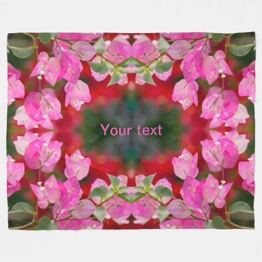 Roze Bougainvillebloem Fleece Deken (Voorkant (Horizontaal))