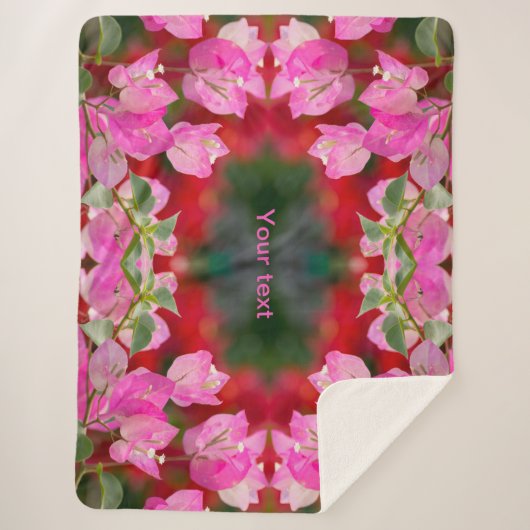 Roze Bougainvillebloem Sherpa Deken (Voorkant)