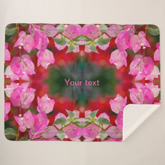 Roze Bougainvillebloem Sherpa Deken (Voorkant (horizontaal))