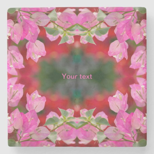 Roze Bougainvillebloem   Stenen Onderzetter (Voorkant)