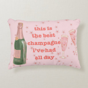 Roze Bougie Champagne fles citaat Accent Kussen