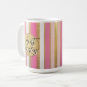 Roze Bougie Stripes gepersonaliseerde koffie Mok (Voorkant links)