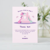 Roze Bounce House Kasteel Verjaardag Bedankkaart (Staand voorkant)