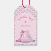 Roze Bounce House Kasteel Verjaardag Cadeaulabel (Achterkant)