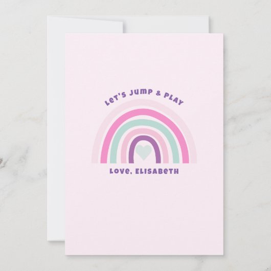 Roze Bounce House Kasteel Verjaardag Kaart (Achterkant)