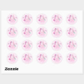Roze Bounce House Kasteel Verjaardag Ronde Sticker (Vel)