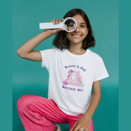 Roze Bounce House Kasteel Verjaardag T-shirt