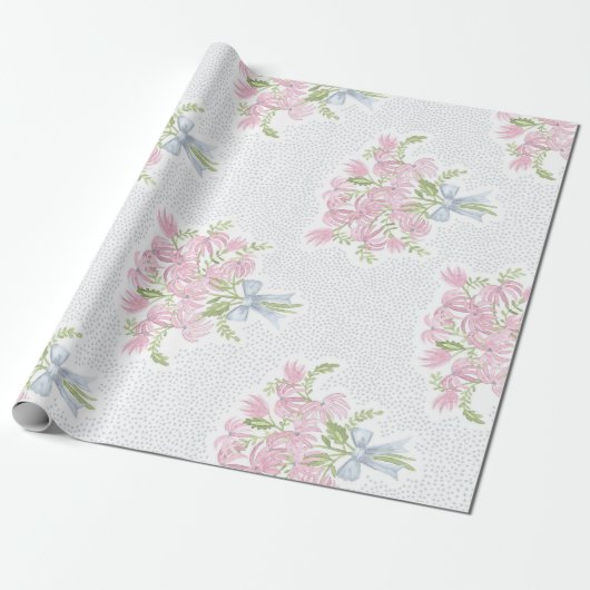  Roze Bouquet Cadeaupapier (Uitgerold)