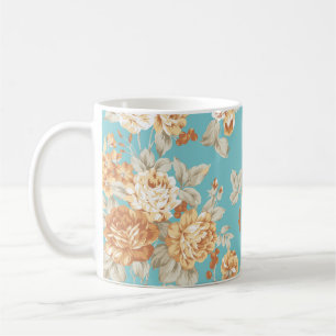 Roze bouquet design naadloos patroon met witte ba koffiemok