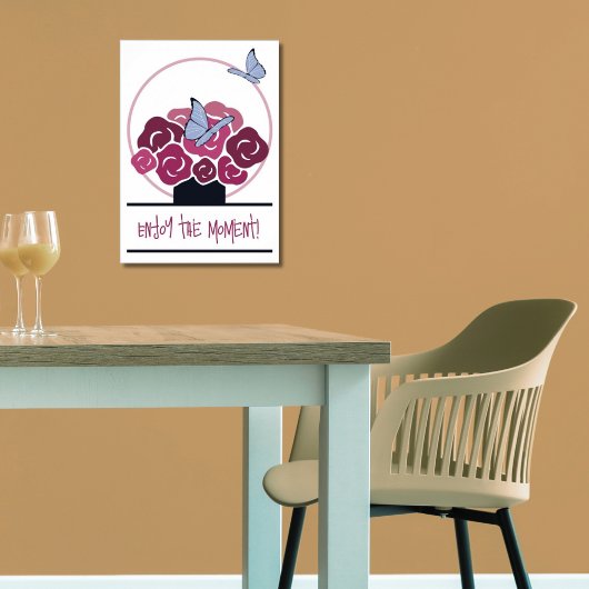 Roze Bouquet en Butterflies genieten van het momen Poster
