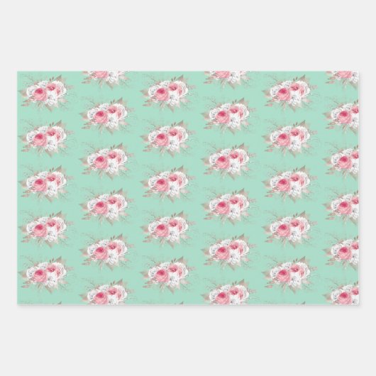 Roze Bouquet en Matching Stripes Inpakpapier Vel (Voorkant 3)