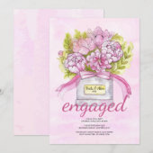 Roze Bouquet Engagement Party Kaart (Voorkant / Achterkant)