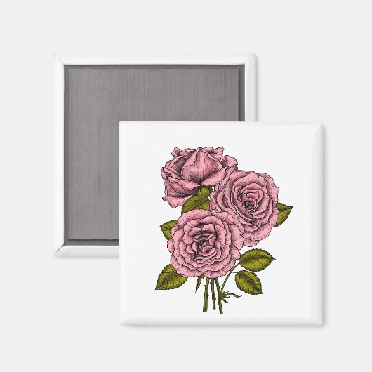 roze bouquet magneet (Voorkant / Achterkant)