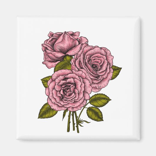 roze bouquet magneet (Voorkant)