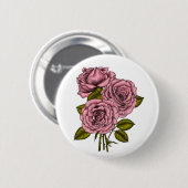 roze bouquet ronde button 5,7 cm (Voorkant /achterkant)