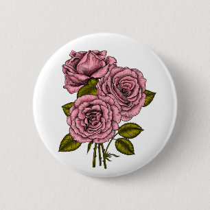 roze bouquet ronde button 5,7 cm